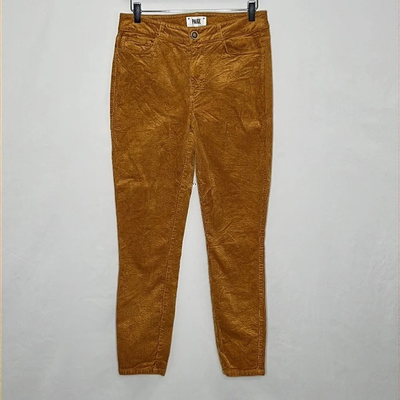 Paige Hoxton Ankle Skinny Corduroy Pants in Marigold - Size 29 - Picture 3 of 9